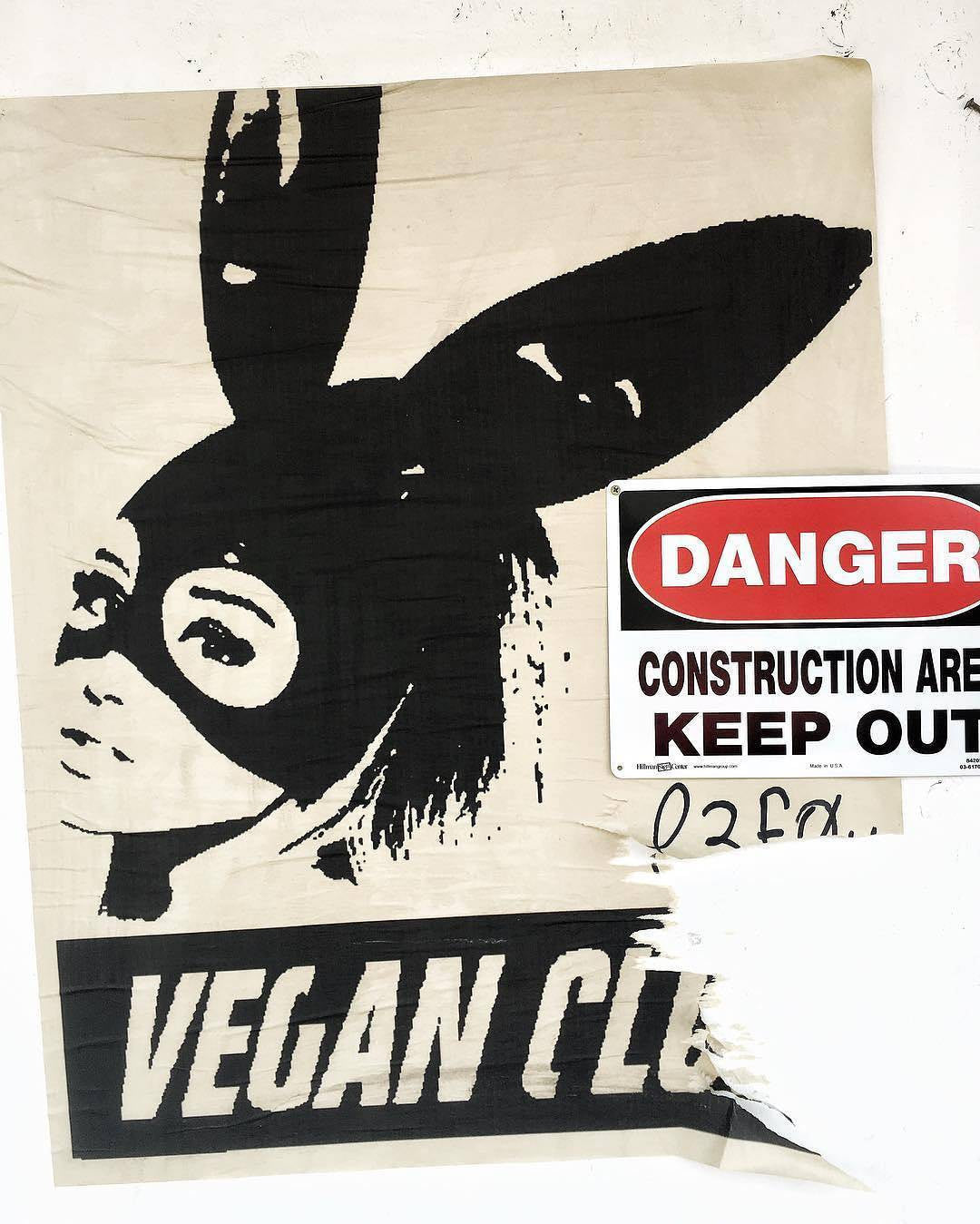Street Art NewsPrint Poster Vegan Club featuring Ariana Grande Signed L3f0u