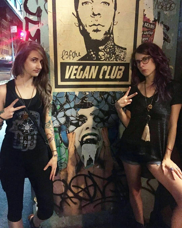 Street Art NewsPrint Poster Vegan Club featuring Travis Barker of Blink 182 Signed L3f0u - models @vegancuts @rozeluvak