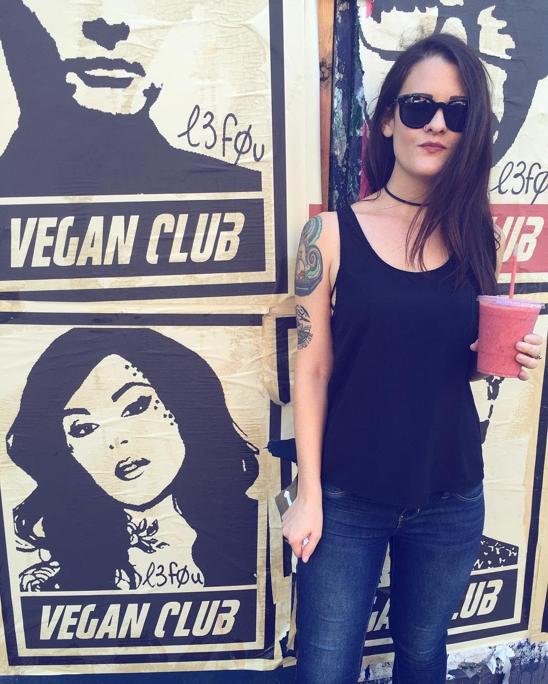 Street Art NewsPrint Poster Vegan Club Kat Von D Signed L3f0u @fettlevegan @nataliavandort @shanaholic @melrene @thehollywoodwerewolf