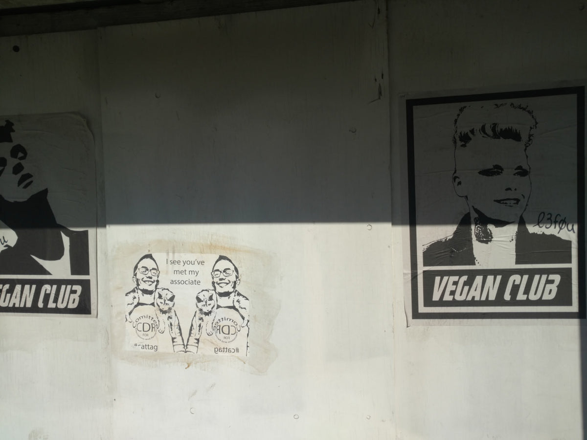 Street Art NewsPrint Poster Vegan Club featuring OTEP Signed L3f0u - model @otep & pic by @chefitophoto