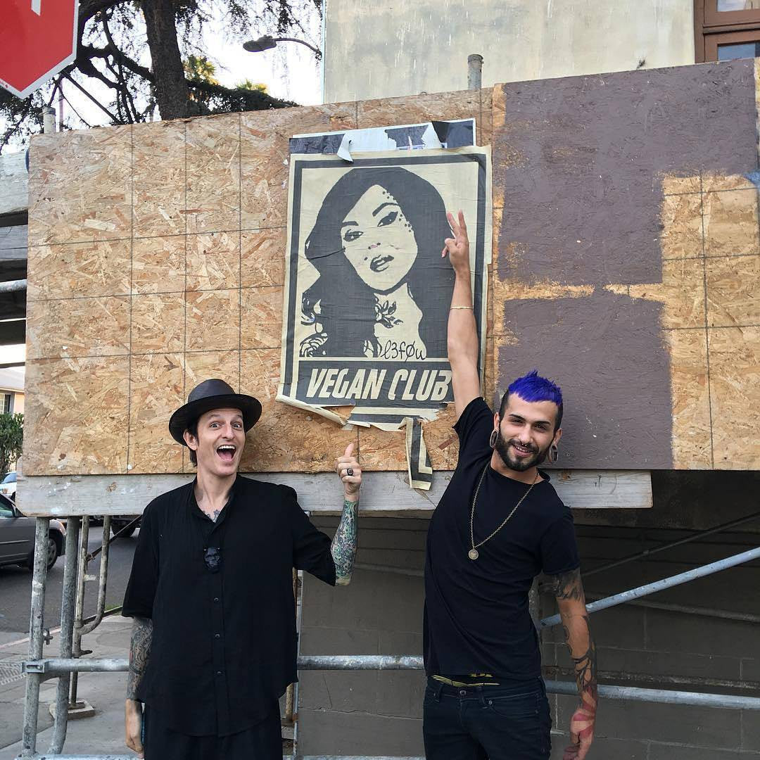Street Art NewsPrint Poster Vegan Club Kat Von D Signed L3f0u @fettlevegan @nataliavandort @shanaholic @melrene @thehollywoodwerewolf