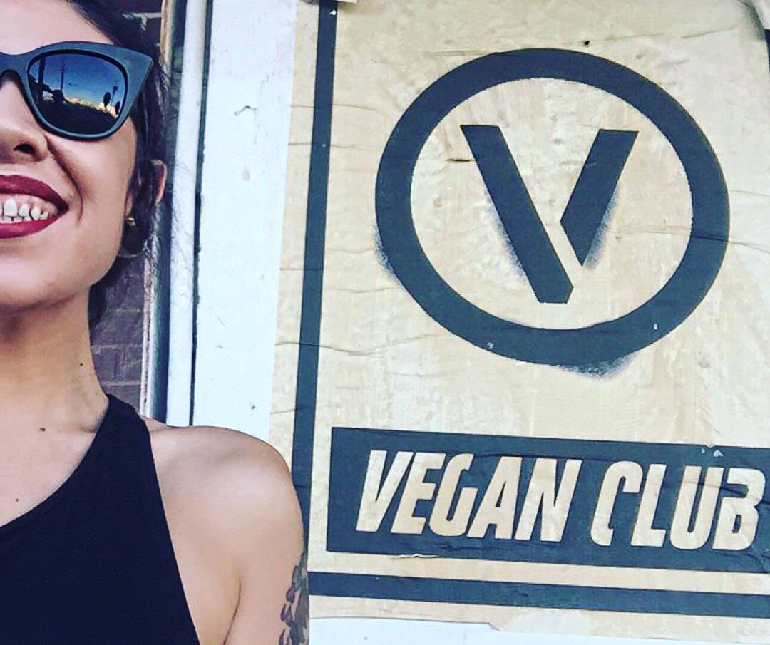 Street Art NewsPrint Poster Vegan Club with Circle V CircleV.com signed L3f0u - @vegan__ali @loutheposivegandude