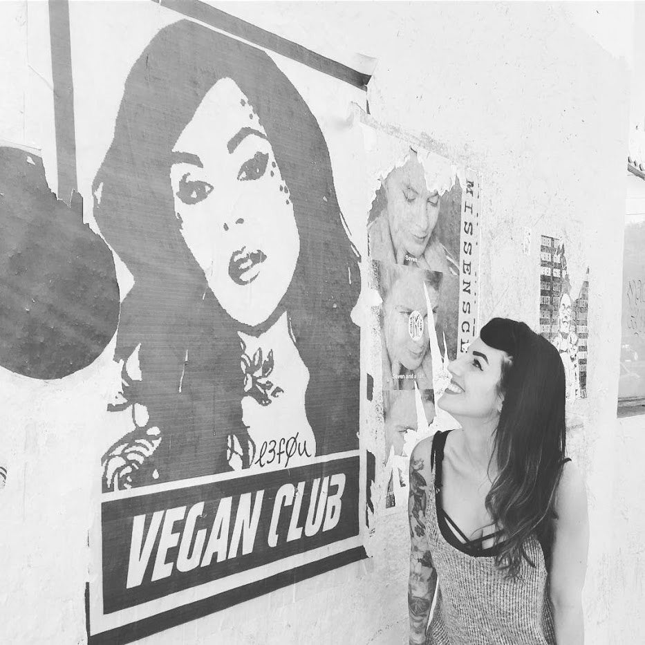 Street Art NewsPrint Poster Vegan Club Kat Von D Signed L3f0u @fettlevegan @nataliavandort @shanaholic @melrene @thehollywoodwerewolf