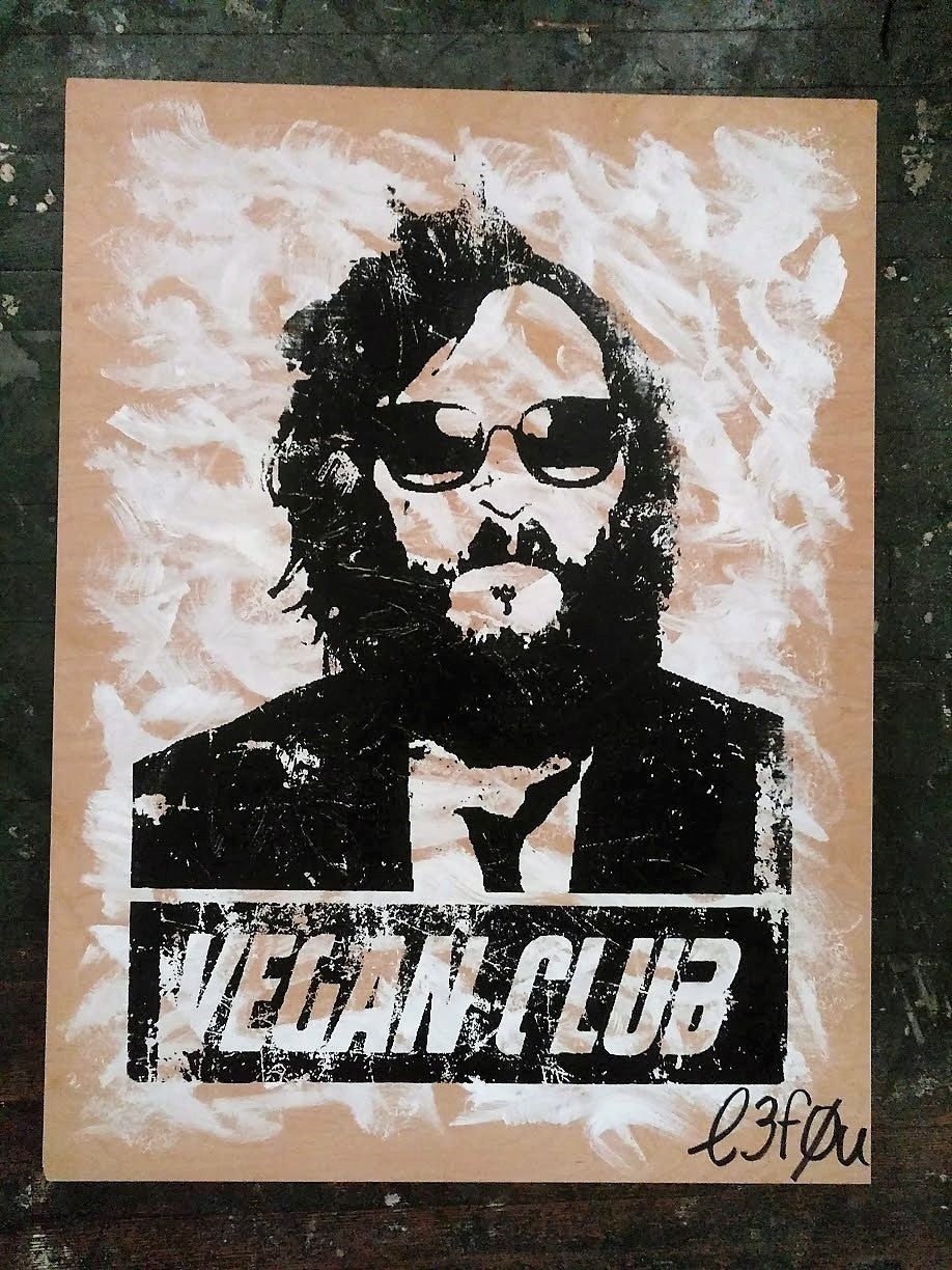 30x40 Original Artwork "Vegan Club" featuring your fav vegan celeb Joaquin Phoenix signed L3F0u (1 of X)