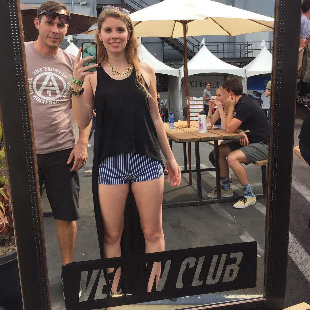 41x29 Custom Prop Artwork Frame "Vegan Club" on mirror with vintage wood frame