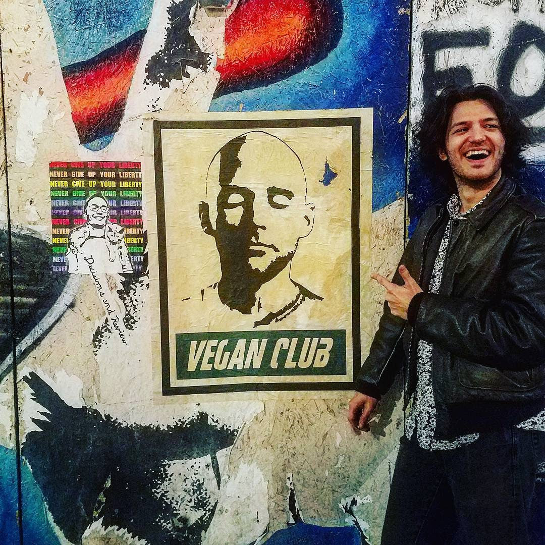 Street Art NewsPrint Poster Vegan Club featuring Moby art by LeFou