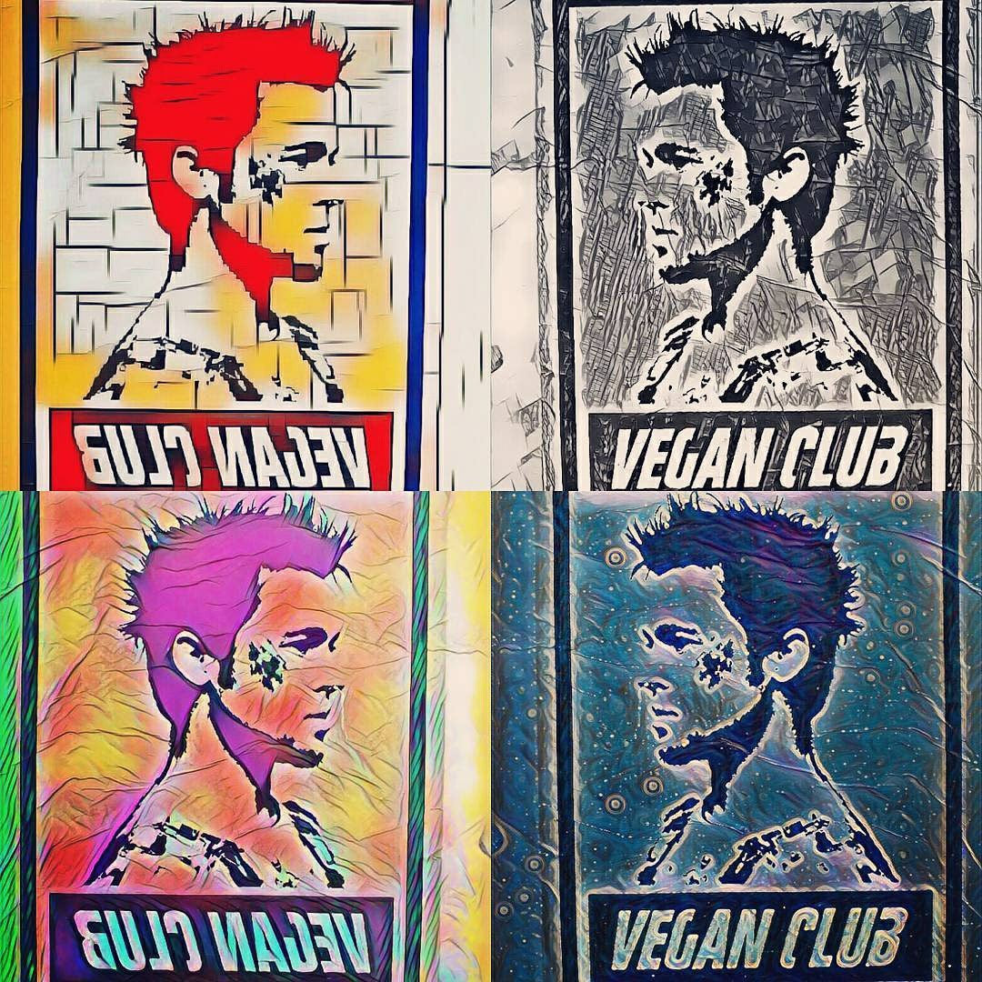 Street Art NewsPrint Poster Vegan Club featuring Brad Pitt - orig. photo by @matthew_welch Signed LeFou