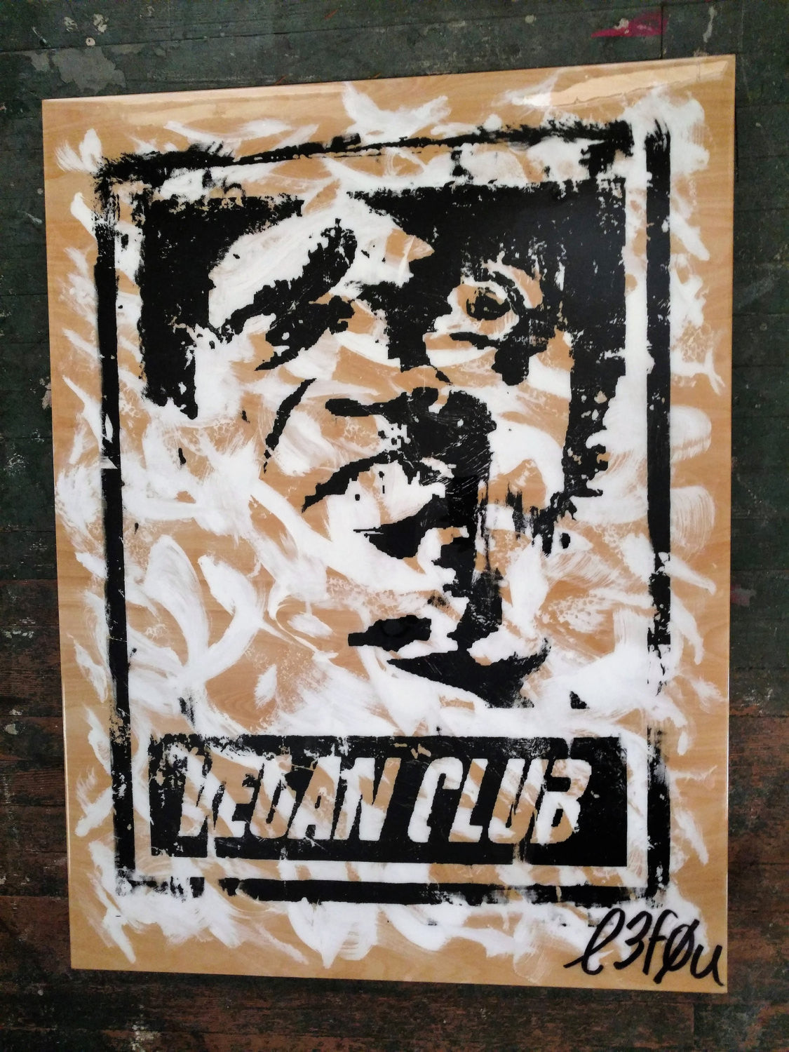 30x40 Original Artwork "Vegan Club" featuring your fav vegan celeb Samuel Jackson signed L3F0u (1 of X)
