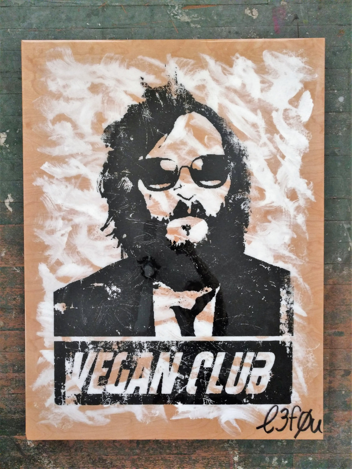 30x40 Original Artwork "Vegan Club" featuring your fav vegan celeb Joaquin Phoenix signed L3F0u (1 of X)