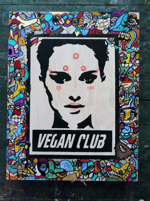 11x14 Original Artwork Collab w @sentient.zero "Vegan Club" feat Natalie Portman