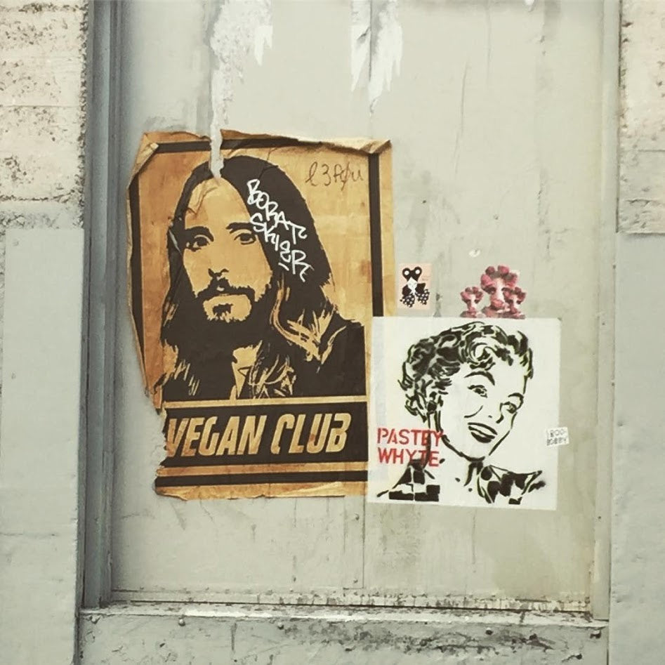 Street Art NewsPrint Poster Vegan Club featuring Jared Leto Signed L3f0u - models @julesrzine @natanewogsberg & pic by @chefitophoto