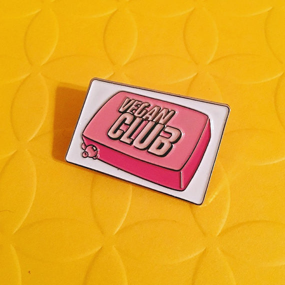 Limited Edition Pin "Vegan Club" soap featuring Fight Club 1.25" - Collab with @veganpowerco #veganclubXveganpower
