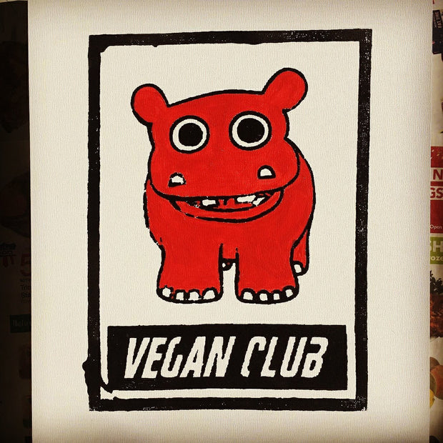 11x14 Original Artwork Collab w Denis @HippoWorks "Vegan Club" feat Hippo signed L3F0u