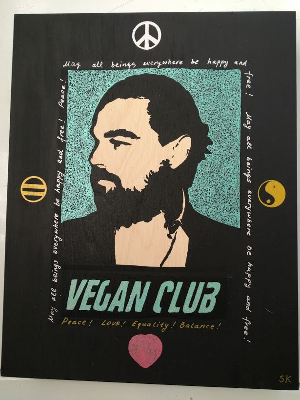 11x14 Original Artwork Collab w Svetlana Penrose "Vegan Club" feat Leonardo di Caprio