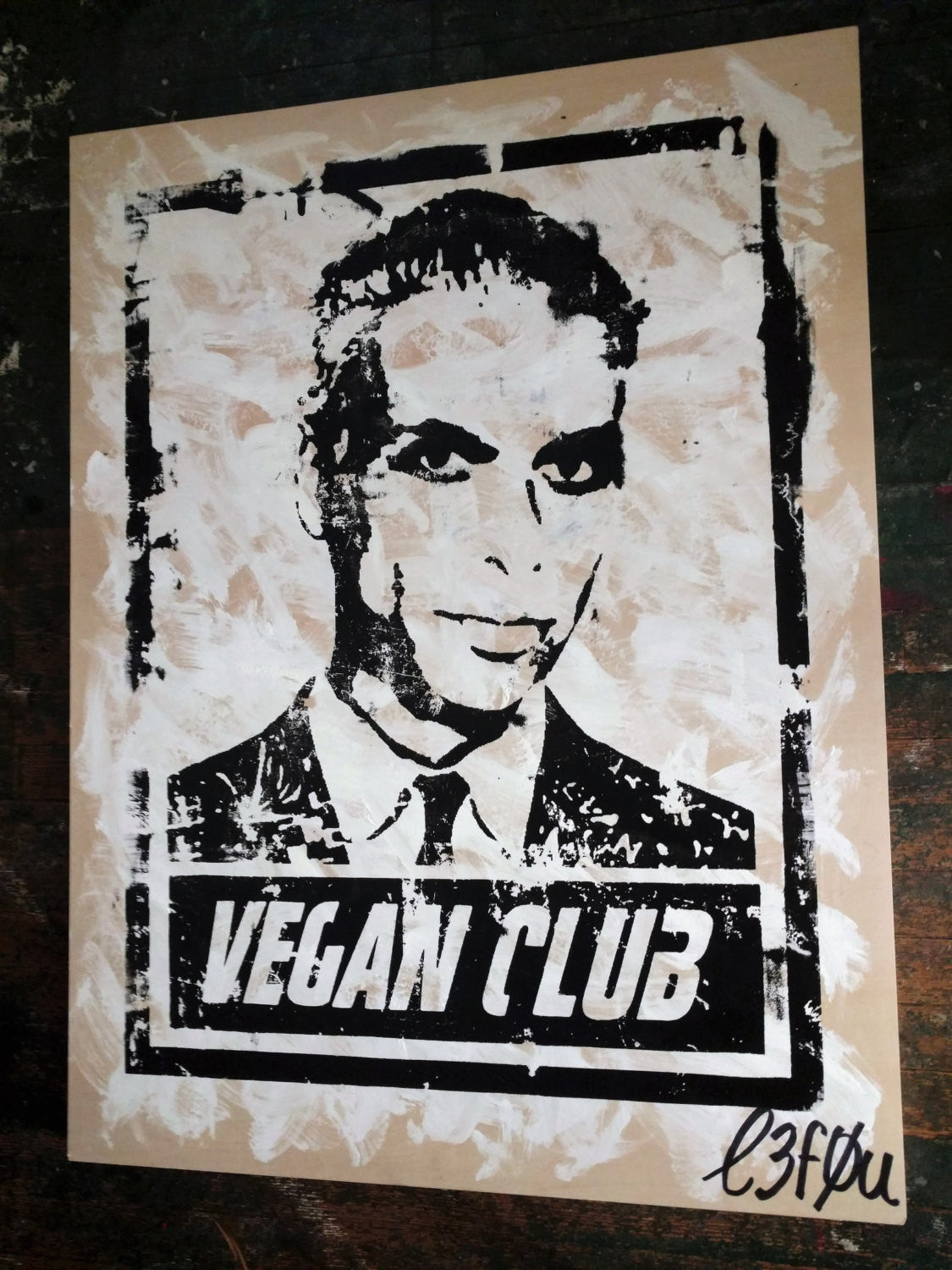 30x40 Original Artwork "Vegan Club" featuring your fav vegan celeb Tony Kanal signed L3F0u (1 of X)