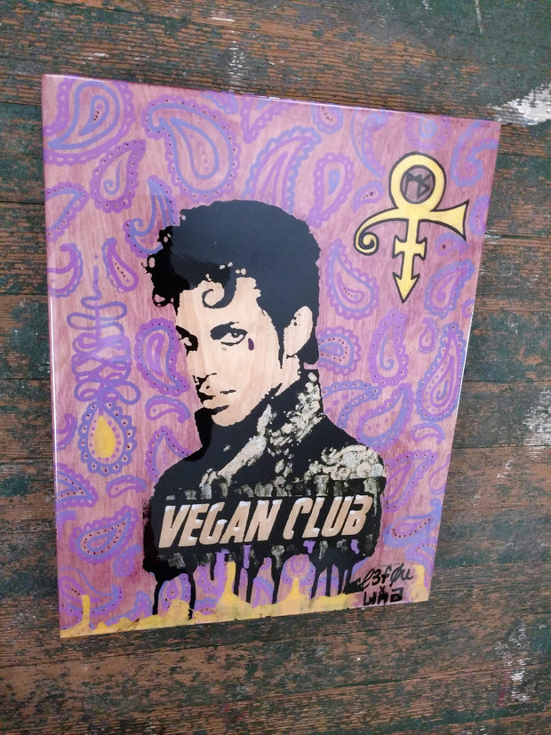SOLD - 11x14 Original Artwork Collab w Anthony Proetta Jr @_actions_not_words "Vegan Club" feat Prince signed L3F0u