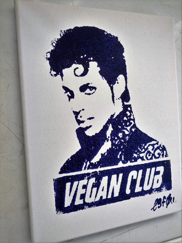 Original Artwork on canvas 8x10 "Vegan Club" featuring Prince Signed L3f0u