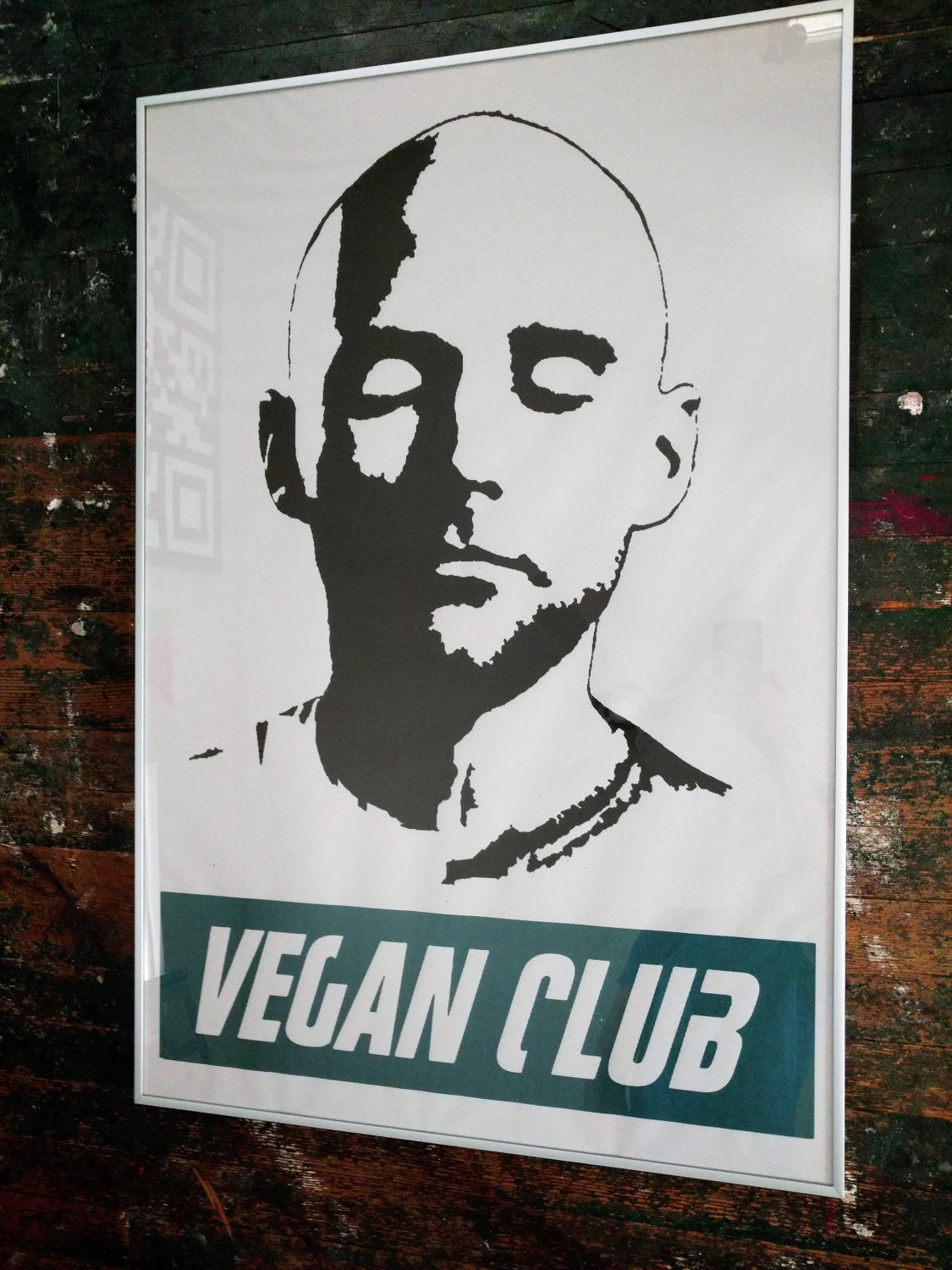 Framed on metal Street Art NewsPrint Poster 24x36 Vegan Club featuring Moby signed by LeFou