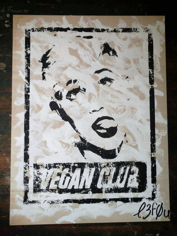 30x40 Original Artwork "Vegan Club" featuring your fav vegan celeb Miley Cyrus signed L3F0u (1 of X)
