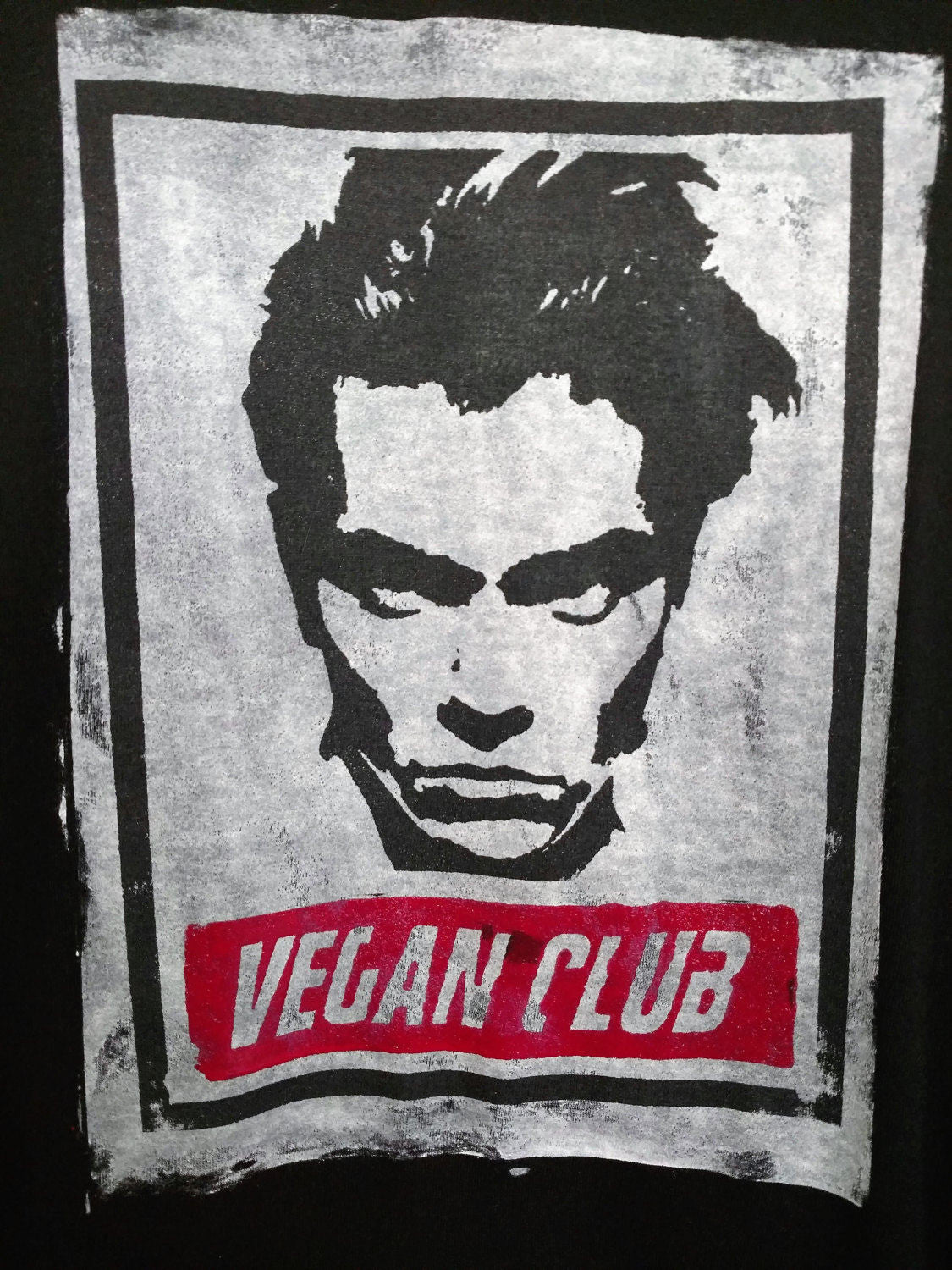 Organic Made in USA T-shirt "Vegan Club" featuring River Phoenix handmade by L3f0u
