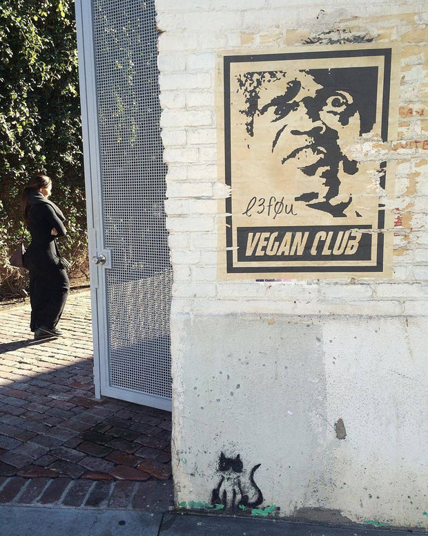 Street Art NewsPrint Poster Vegan Club featuring Samuel Jackson Signed L3f0u