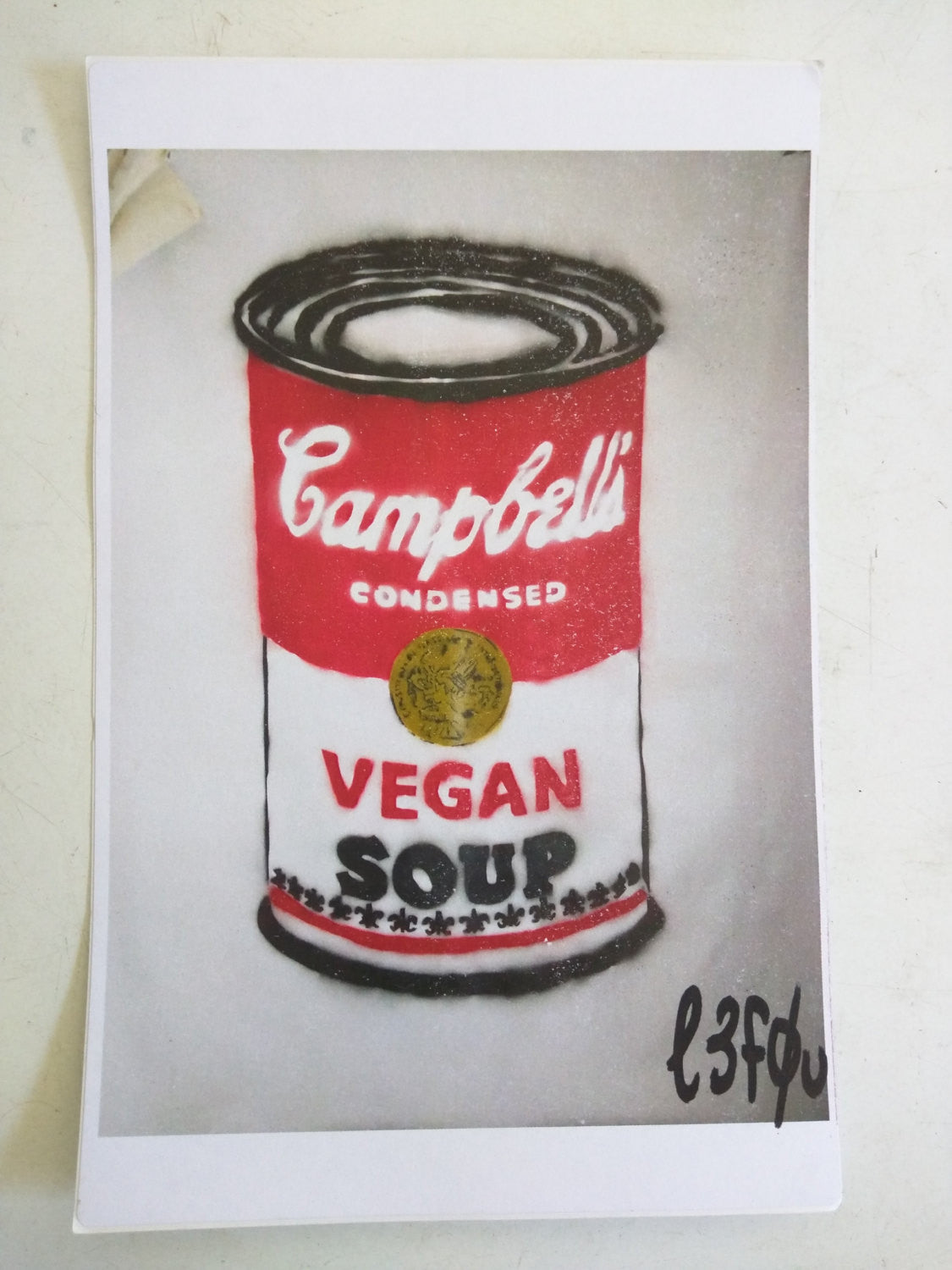 2 Stickers Vegan Soup Warhol Pop Art Autographed l3f0u 5.5" x 8.5"
