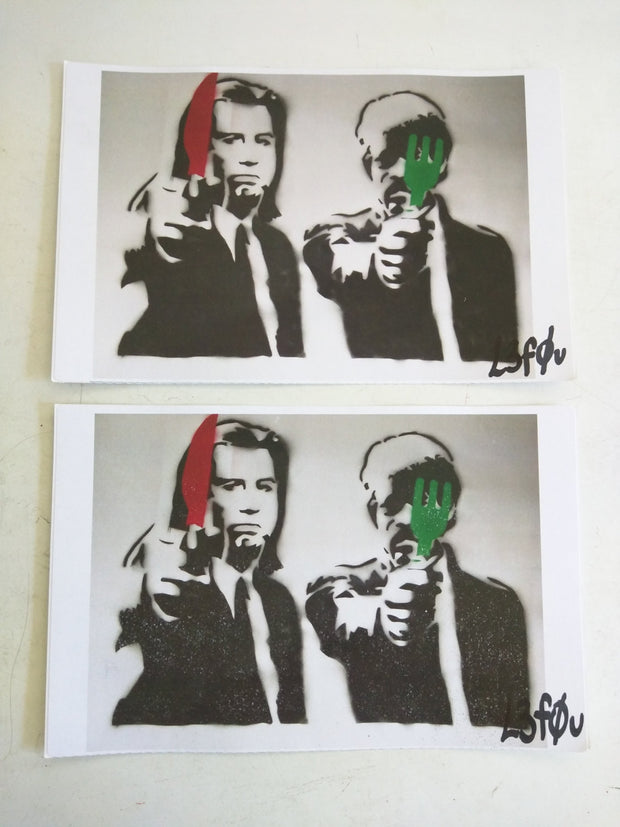 2 Vegan Samuel Jackson Pulp Fiction Stickers Autographed l3f0u 5.5" x 8.5"