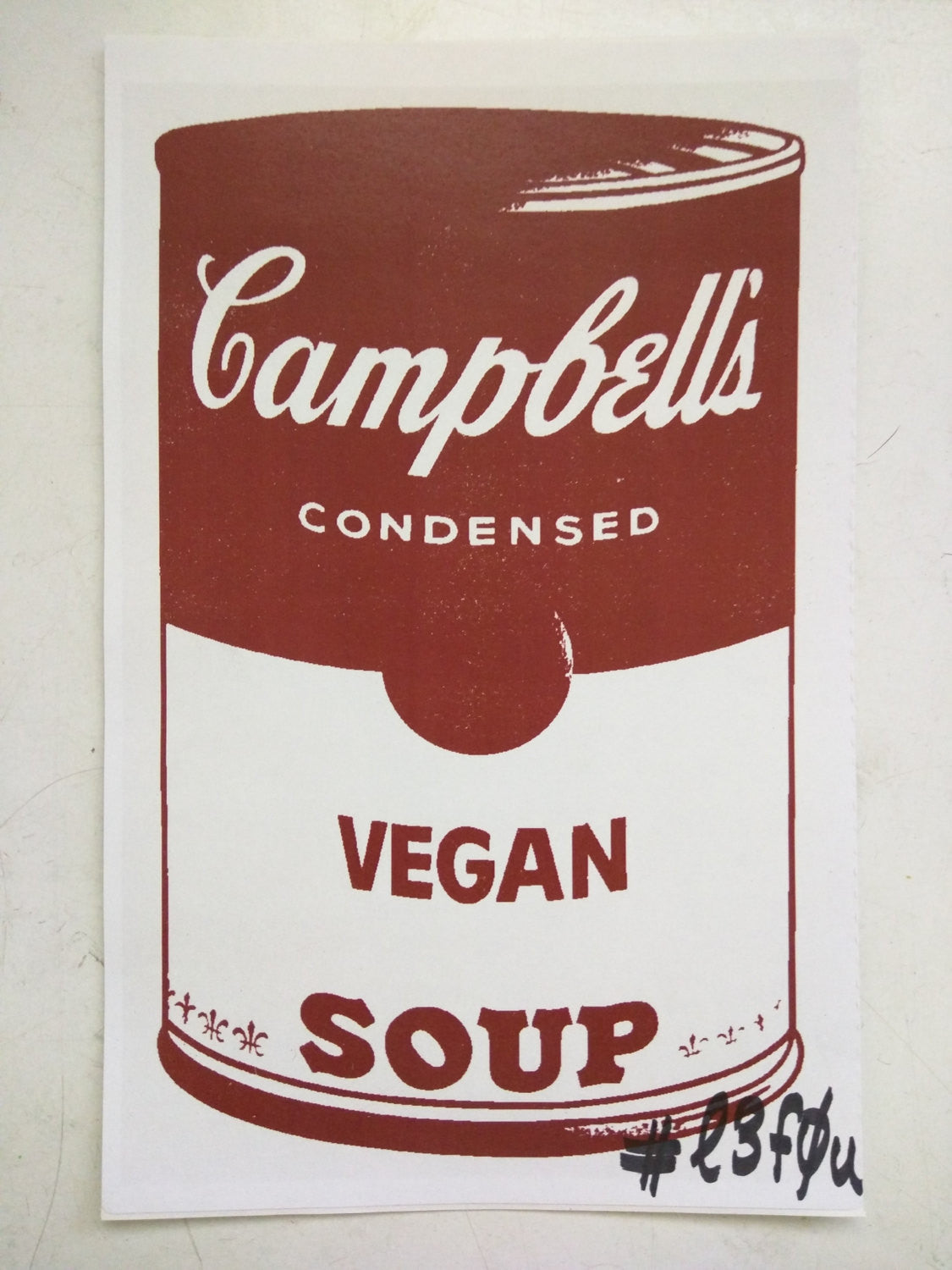 2 Stickers Vegan Soup Red Warhol Pop Art Autographed l3f0u 5.5" x 8.5"