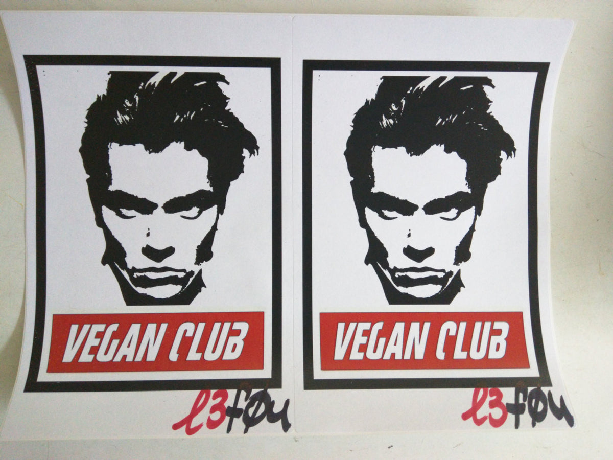 Vegan Club with River Phoenix Stickers Autographed l3f0u 5.5" x 8.5"