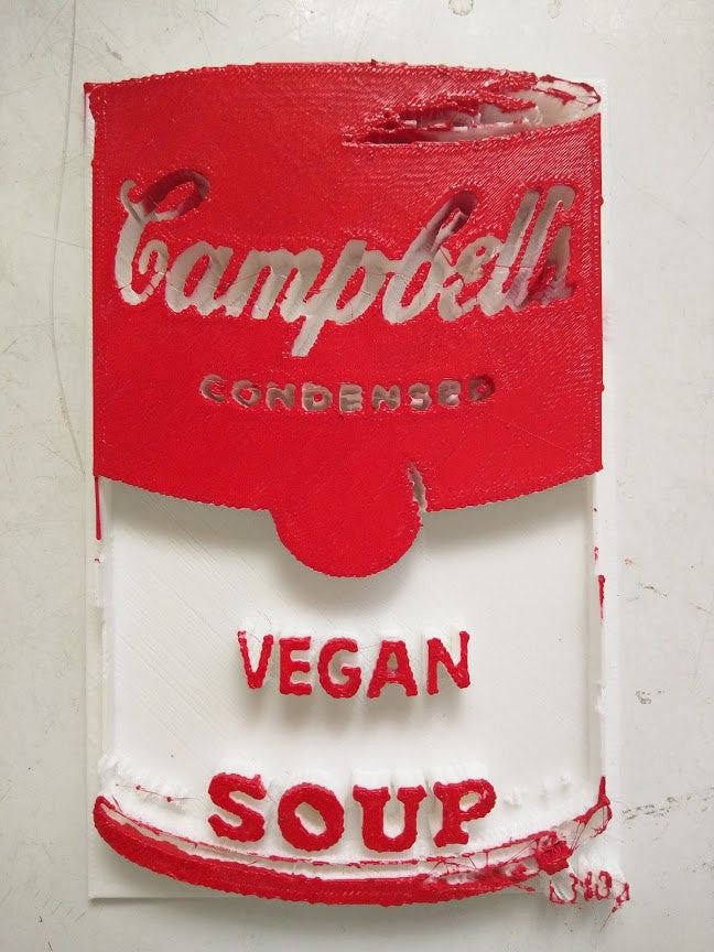 3D printed Campbell's Vegan Hand Painted Red & White Soup by L3f0u