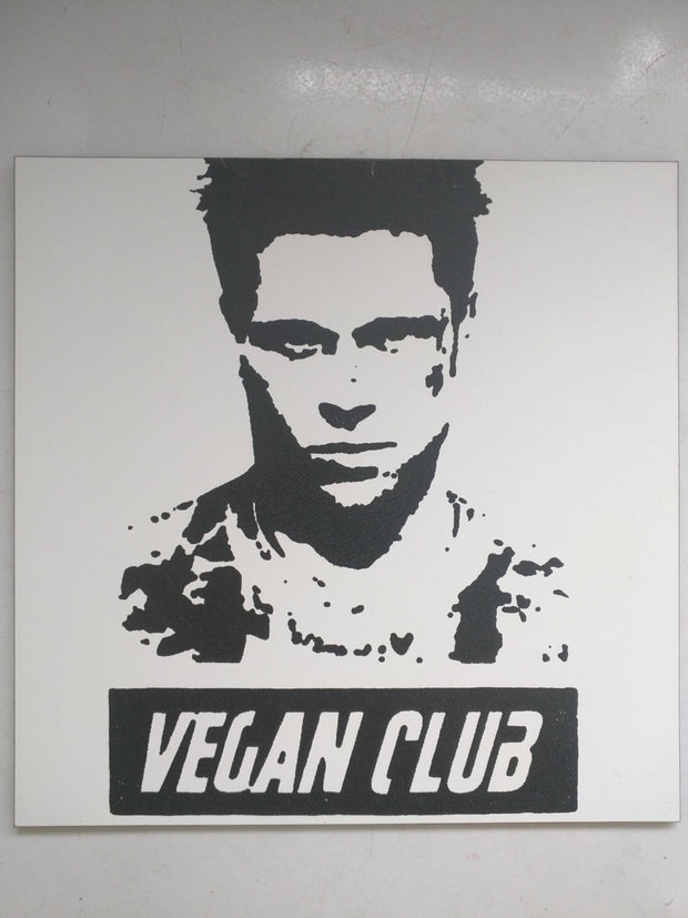 Limited Edition 1 of 150 Original Artwork "Vegan Club" featuring Brad Pitt Signed on back L3f0u 8x8
