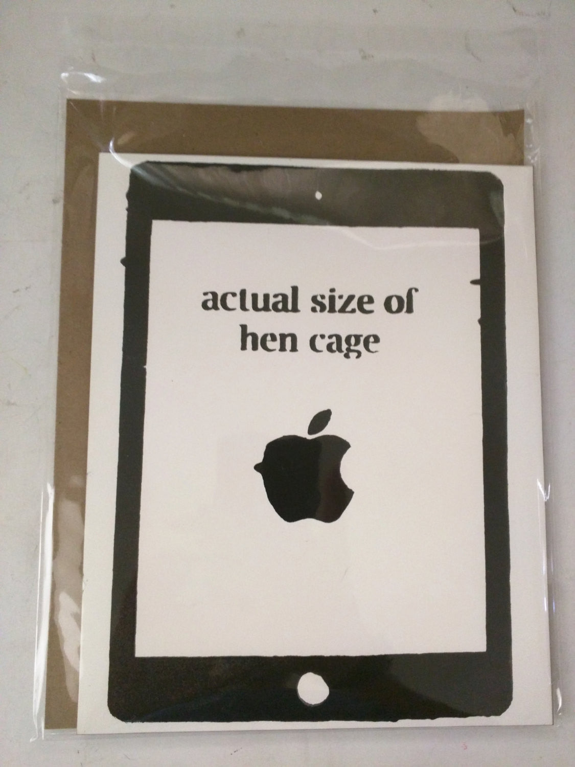 Limited Edition of 150 10x10 on Gessobord of Artwork "Actual Size of Hen Cage" featuring an Apple iPad Signed L3f0u
