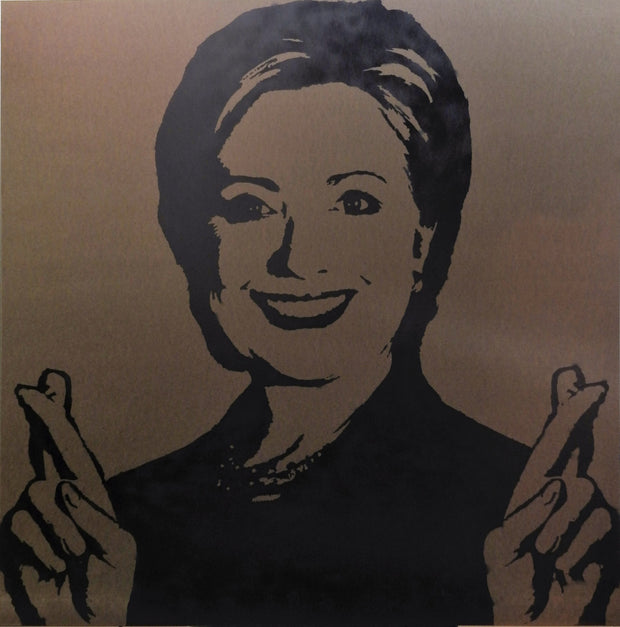SOLD - 48x48 Original Artwork Hillary Clinton "Trust me! Me, lie, ... never!" crossing fingers by L3F0u - Politically Incorrect