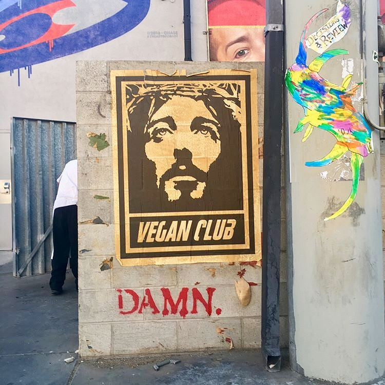 NewsPrint Poster Vegan Club feat. Jesus "Thou Shalt Not Kill!"