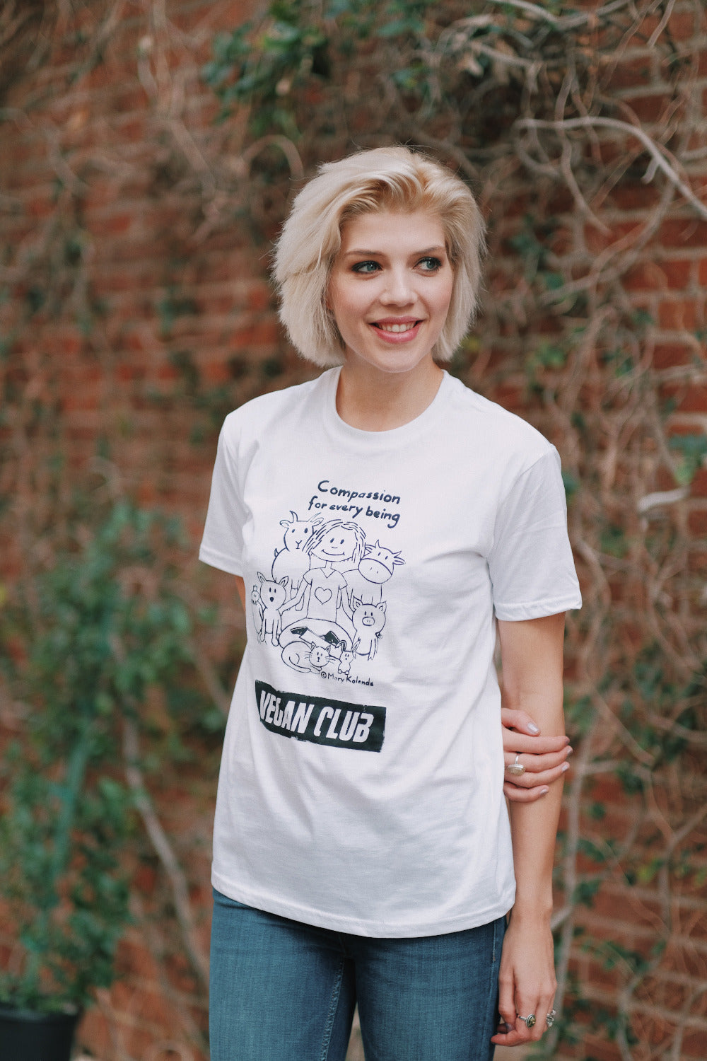 Vegan Club T-shirt feat. Mary Kolende's "Compassion for Every Being"