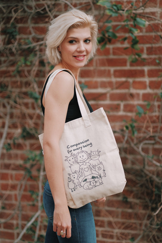 Tote Bag "Compassion for Every Being!" collab Vegan Club with Mary Kollende