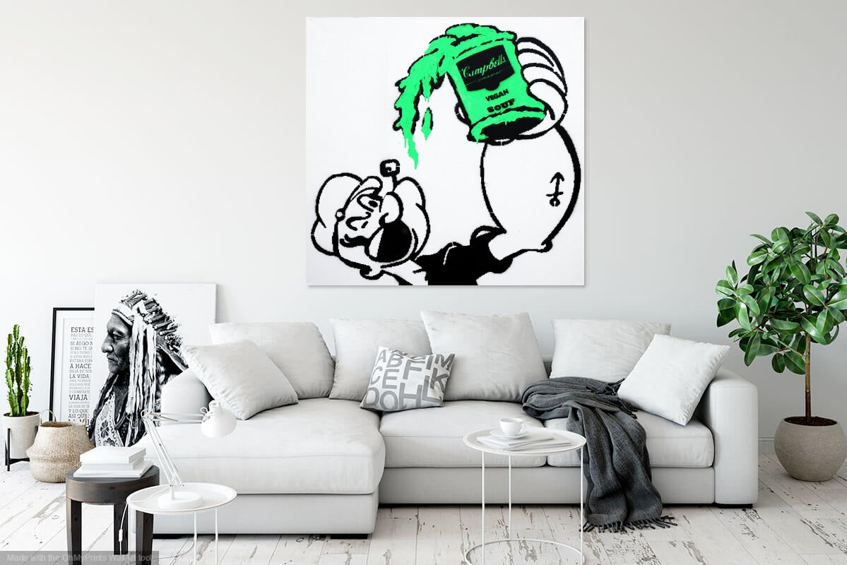 ORIGINAL SOLD (Ltd. Prints Available) - 48x48 Original Artwork Popeye Holding the Right Soup