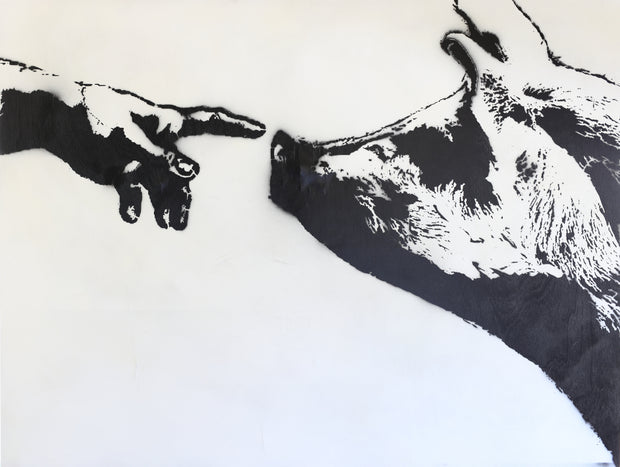 36x48 Original Artwork The Hand of God with a Pig