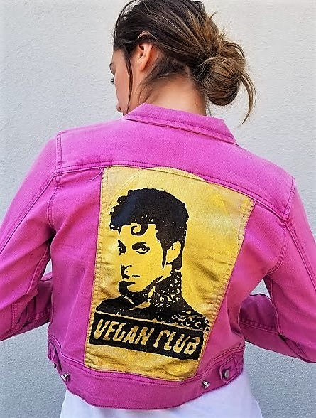 Pink Jean Jacket Vegan Club feat Prince - One of a Kind! - SOLD